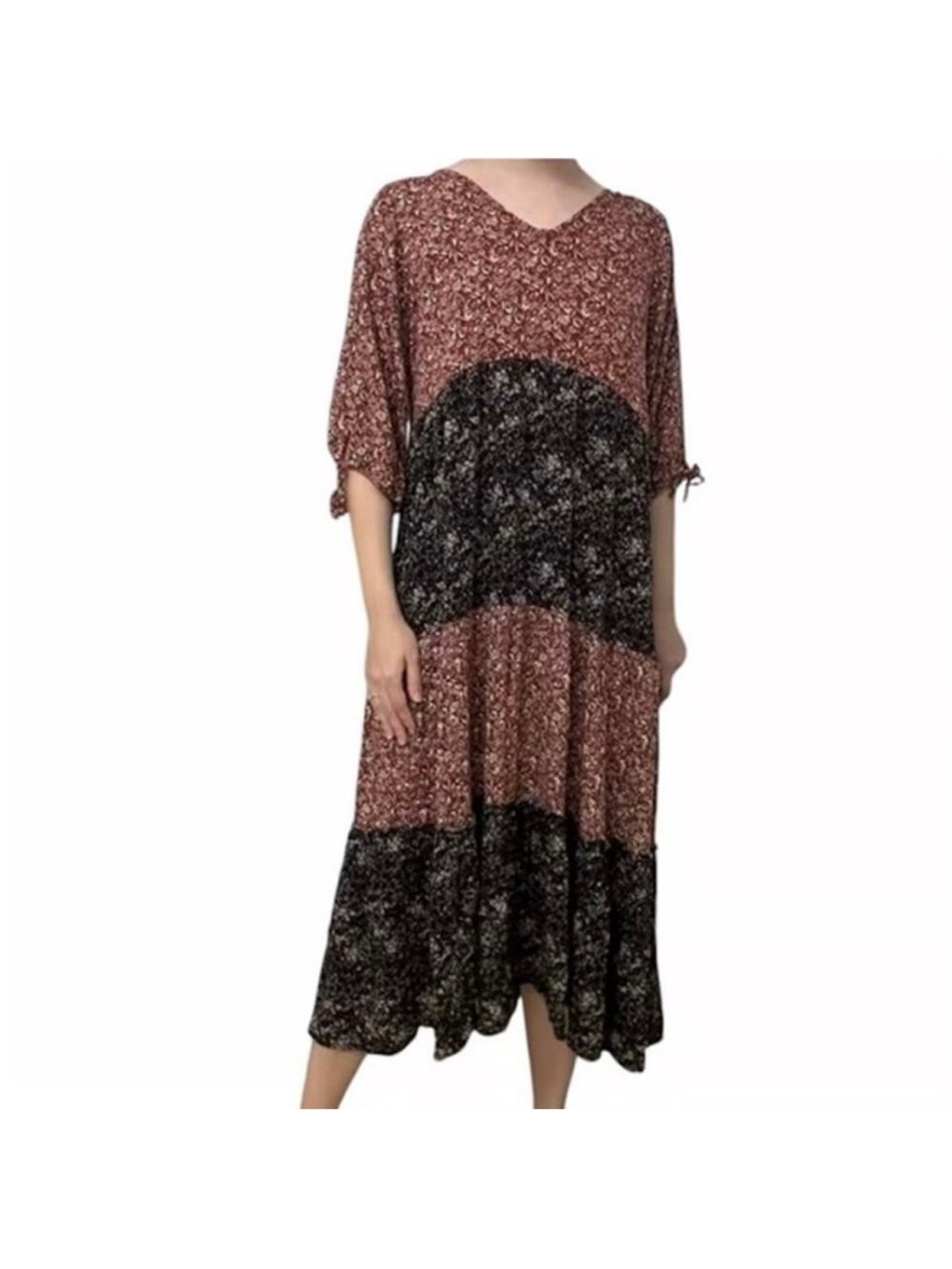 Natural Life Dress Women’s M Floral Tiered Maxi Boho Prarie Cottage Core